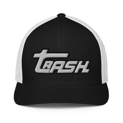 White Trash Logo Fitted Flexfit Mesh Hat