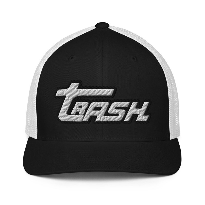 White Trash Logo Fitted Flexfit Mesh Hat