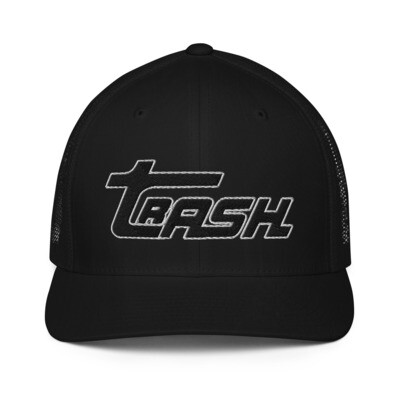 ​Black Trash Logo Fitted Flexfit Mesh Hat