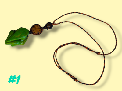 Sacred Fusion: Kambo Frog, Gemstone, and Ayahuasca Vine Macrame Necklaces