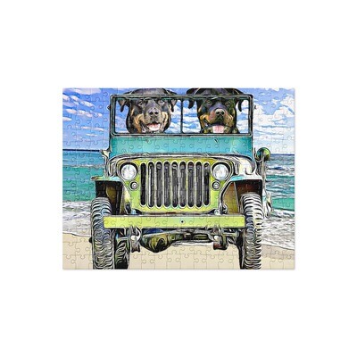 BEACH Rottweilers Jigsaw puzzle (252 Pieces)