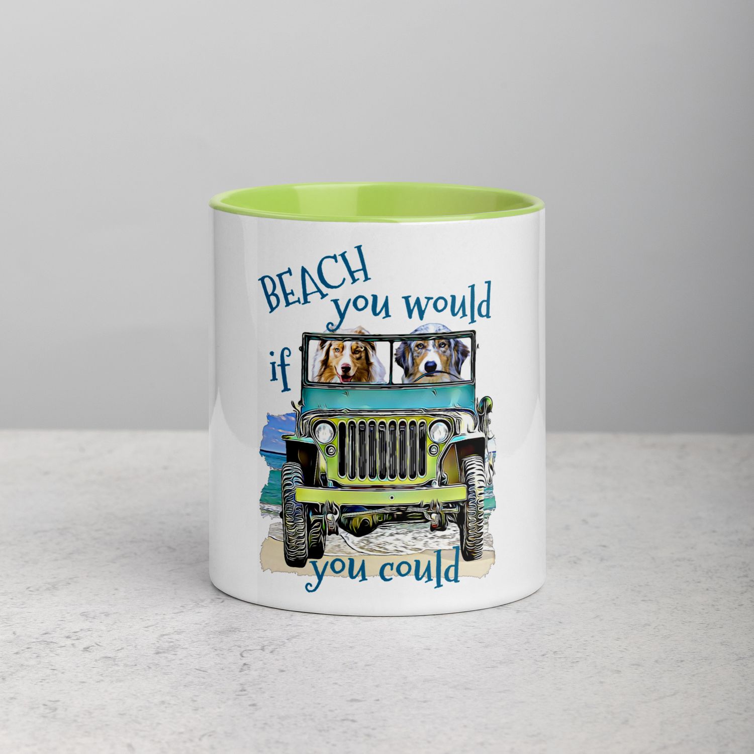 BEACH Australian Shepherd Mug with Color Inside