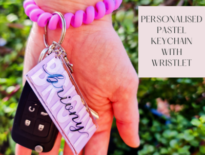 Personalised Pastel Keychain with Wristlet