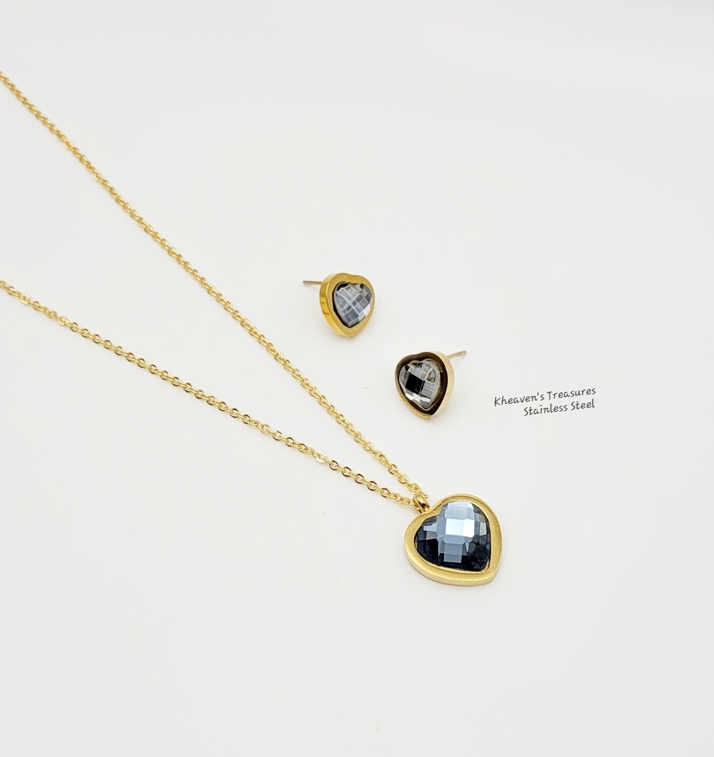 Heart10-SetSS, Color: Dorado-Azul claro