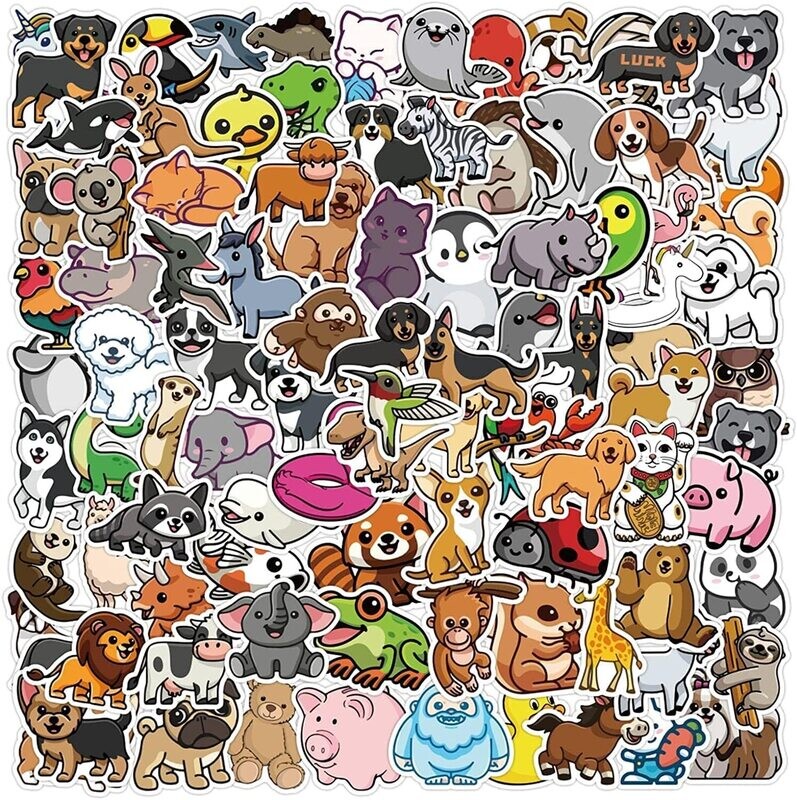 100-Pcs Cute Animal Stickers