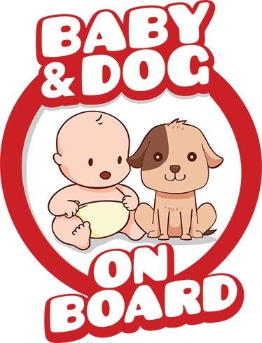 Baby &amp; Dog On Board Sticker