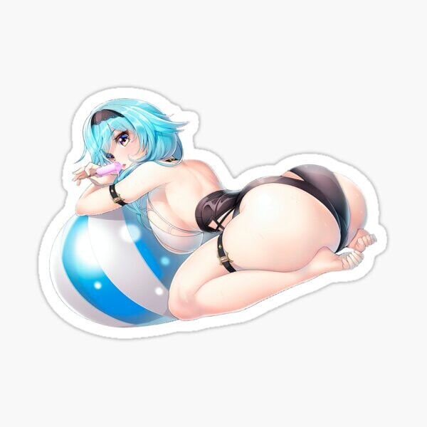 Anime Girl Beach ball Sticker