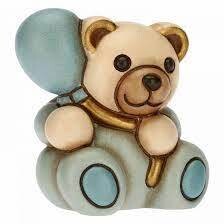 THUN - Teddy con Palloncino Azzurro - Bomboniere, Bomboniere Battesimo -  Ceramica - 6,2x5x6,7 cm h