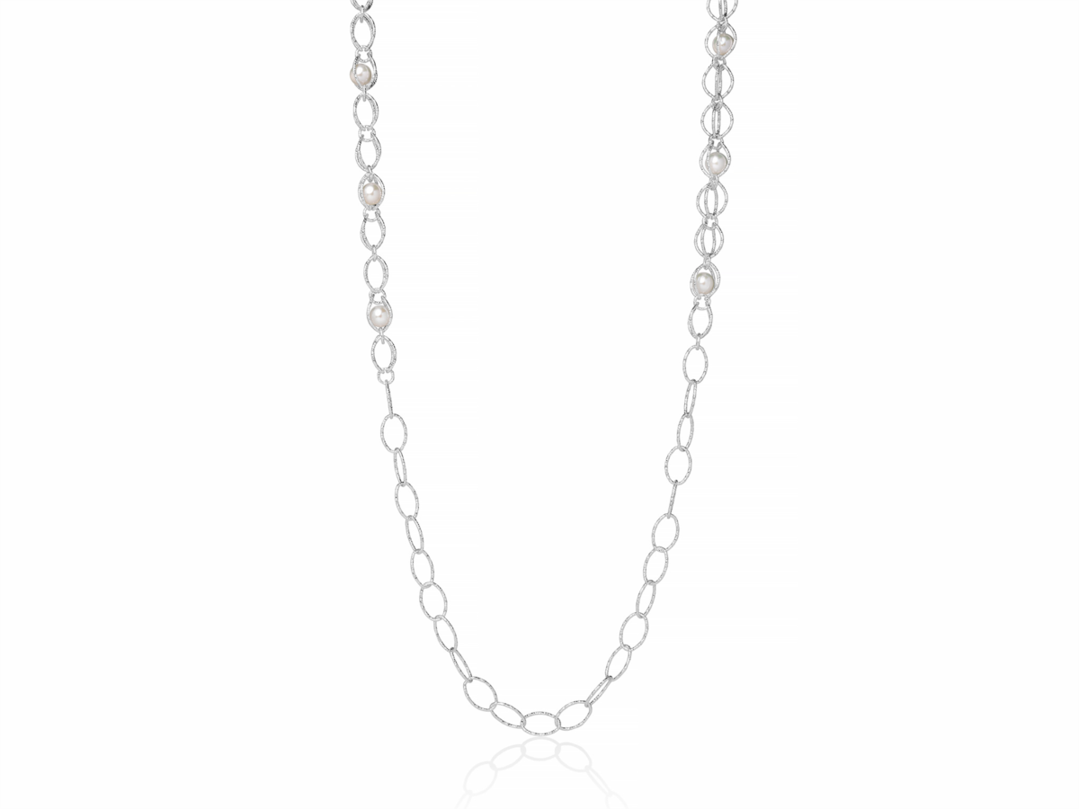 Miluna Collana in argento con maglia a catena e perle vere