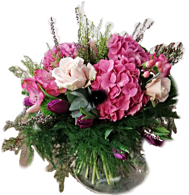 Bouquet Ortensie con Rose e fiori di stagione