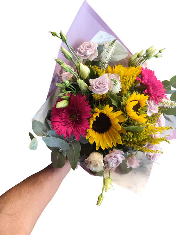 Bouquet girasoli con fiori di stagione