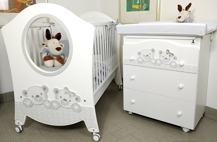 CON OMAGGIO Set Romeo Lettino con materasso+ fasciatoio+ Tessile