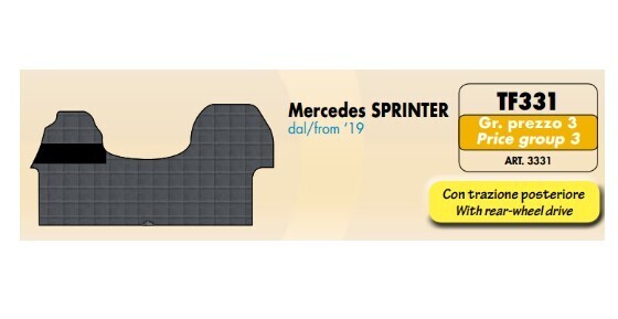 Tappeti su misura in PVC plastificato per Mercedes Sprinter dal 2019 con trazione posteriore