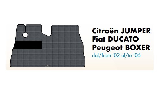 Tappeti su misura in PVC  plastificato per Citroen Jumper, Fiat Ducato e Peugeot Boxer dal 2002 al 2005