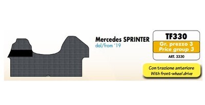Tappeti su misura in PVC plastificato per Mercedes Sprinter dal 2019 con trazione anteriore