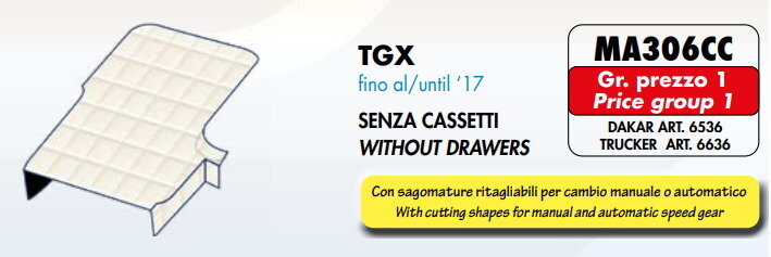 Copricofano Trucker su misura per Man TGX fino al 2017 senza cassetti