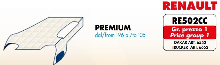 Copricofano Trucker su misura per Renault Premium dal 1996 al 2005 Copricofano Trucker su misura per Renault Premium dal 1996 al 2005