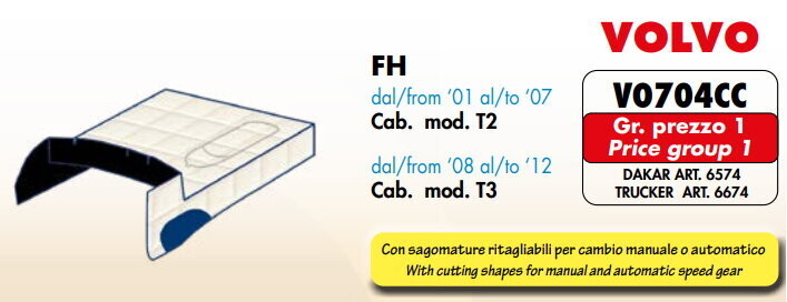 Copricofano Trucker su misura per Volvo FH fino al 2012 Copricofano Trucker su misura per Volvo FH fino al 2012