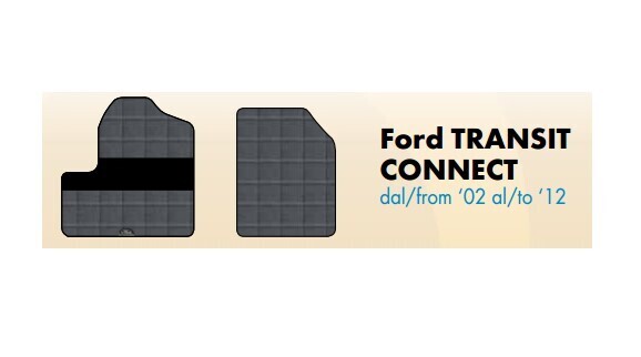 Tappeti su misura in PVC plastificato per Ford Transit Connect dal 2002 al 2012 Tappeti su misura in PVC plastificato per Ford Transit Connect dal 2002 al 2012