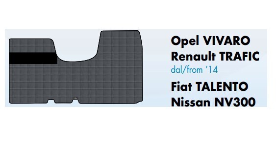 Tappeti su misura in PVC plastificato per Vivaro, Talento, NV300 e Trafic dal 2014 Tappeti su misura in PVC plastificato per Vivaro, Talento, NV300 e Trafic dal 2014