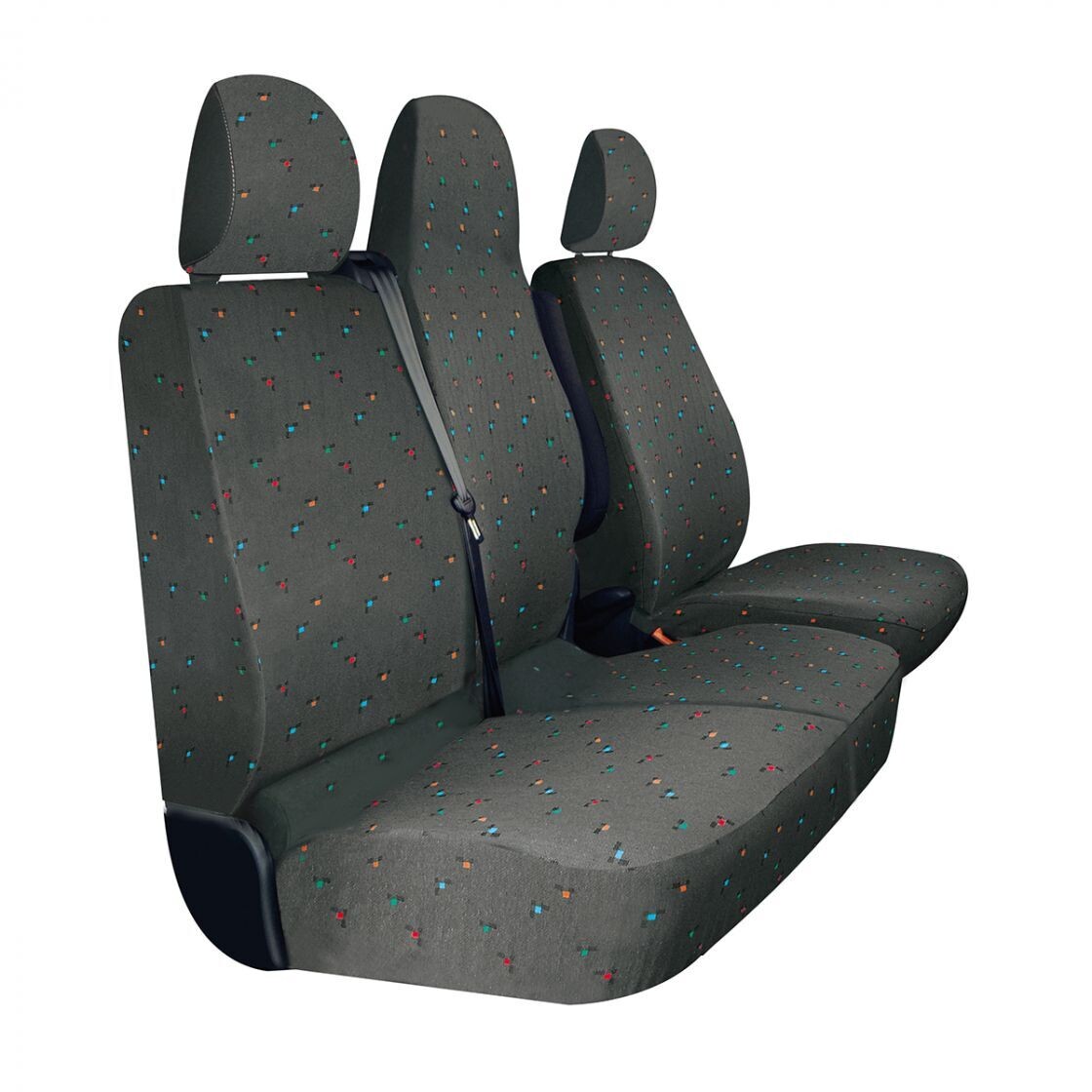 Coprisedili per Opel Vivaro e Renault Trafic dal 2014, Fiat Talento e Nissan NV300, colore: Grigio, Presenza tavolino richiudibile: con tavolino