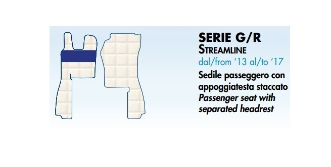 Tappeti Trucker su misura per Scania Serie G/R Streamline dal 2013 con sedile passeggero con appoggiatesta staccato Tappeti Trucker su misura per Scania Serie G/R Streamline dal 2013 con sedile passeggero con appoggiatesta staccato