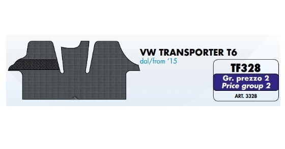 Tappeti su misura in PVC plastificato per Volkswagen Transporter T6 dal 2015 Tappeti su misura in PVC plastificato per Volkswagen Transporter T6 dal 2015