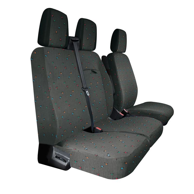 Coprisedili per Ford Transit Custom dal 2024 con panchina con tavolino grigio Coprisedili per Ford Transit Custom dal 2024 con panchina con tavolino grigio