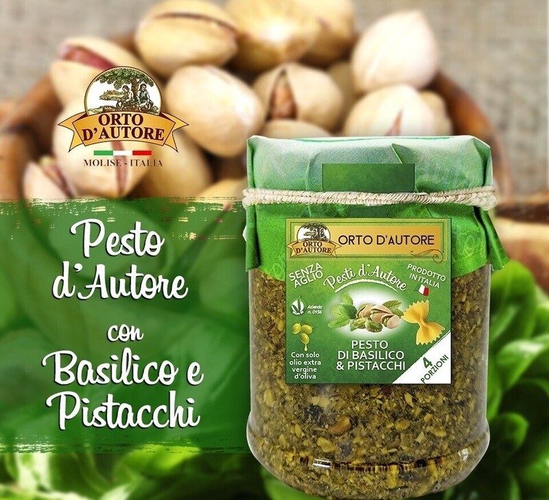 Pesto Artigianale Basilico e Pistacchi Orto D'Autore