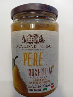 "La cascina di peppino" preparato di pere 130% frutta con soli zuccheri della frutta prodotto 100% italiano