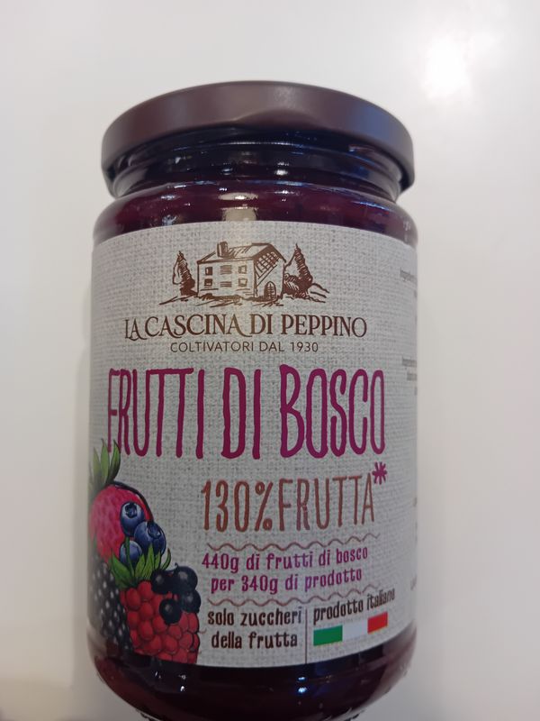 "La cascina di peppino" preparato di frutti di bosco prodotto con soli zuccheri della frutta 130% frutta prodotto italiano conf da 340g