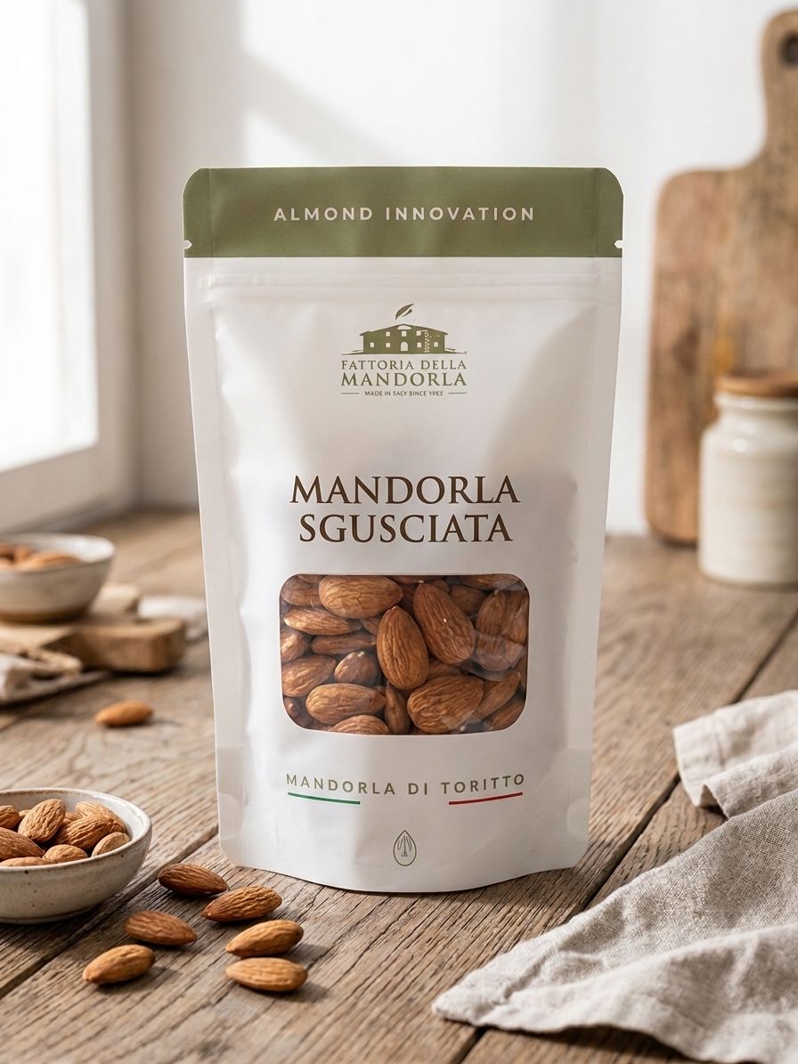 "Fattoria della mandorla"  La mandorla sgusciata biologica conf. da 150g prodotto agricoltura biologica pugliese