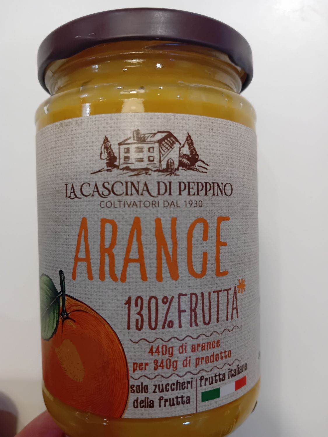"La cascina di peppino" preparato di arance 130% frutta solo zuccheri della frutta prodotto italiano conf da 340g