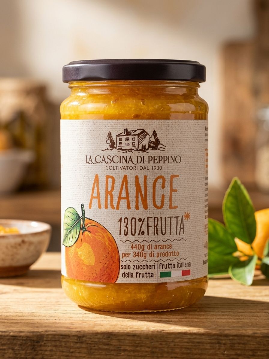 "La cascina di peppino" Preparato di arance 130% frutta senza zuccheri aggiunti.