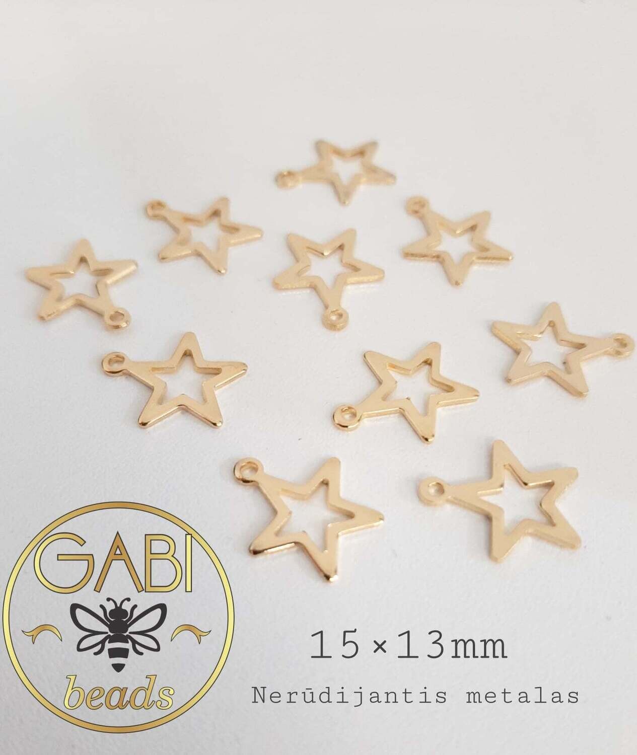 Nerūdijančio plieno pakabukai, aukso spalvos 15x13mm, 2 vnt