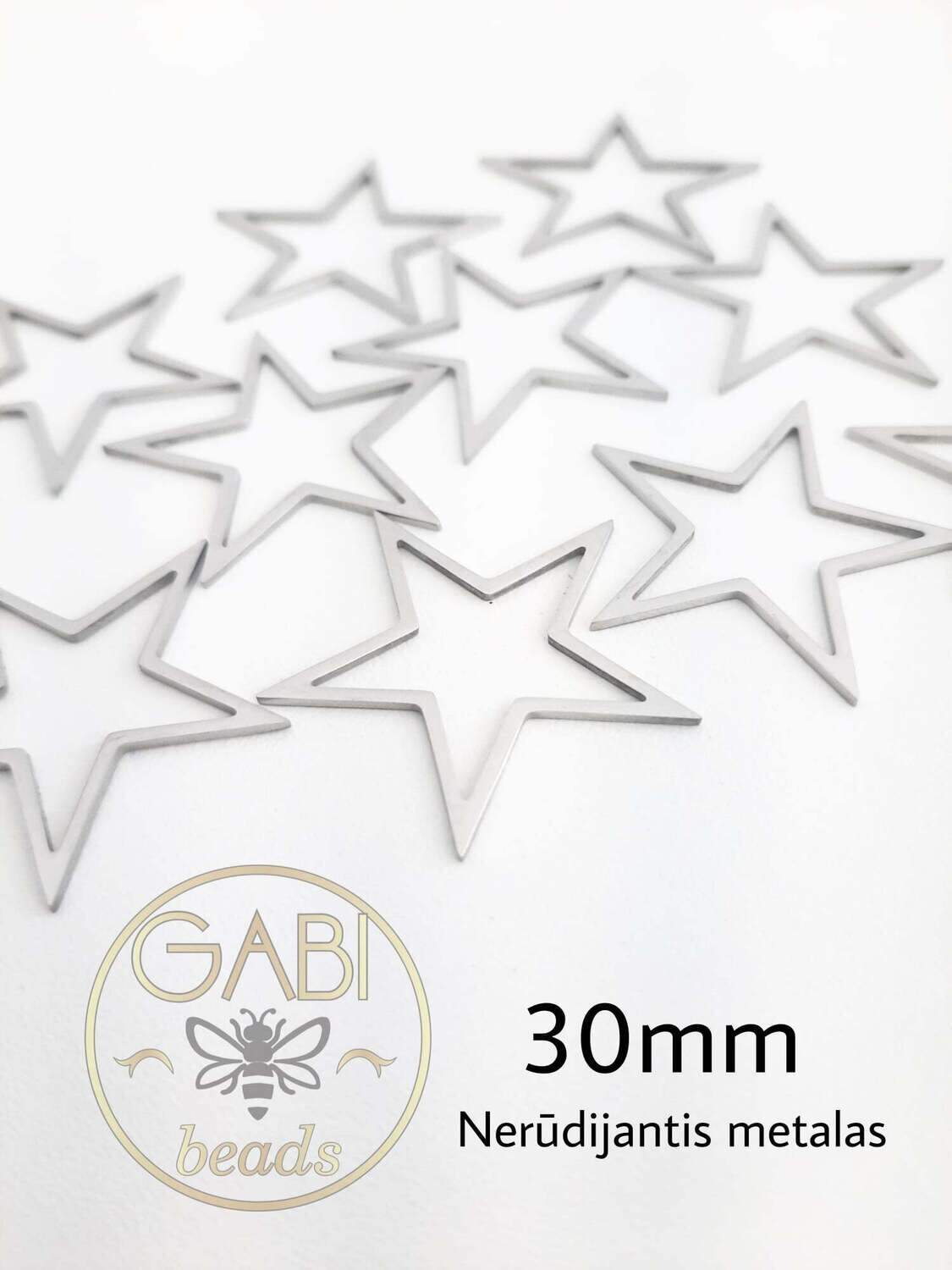Nerūdijančio plieno pakabukas, plieno spalvos 30mm, 1 vnt