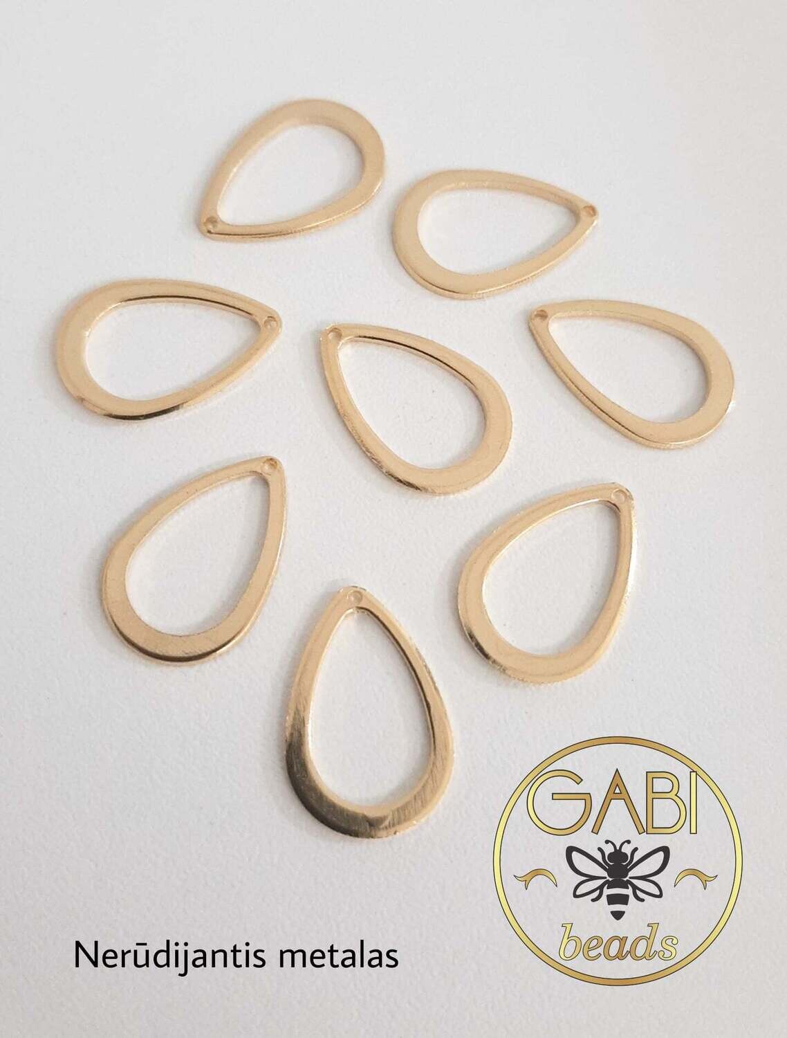 Nerūdijančio plieno pakabukas, aukso spalvos, 17x11mm, 2 vnt