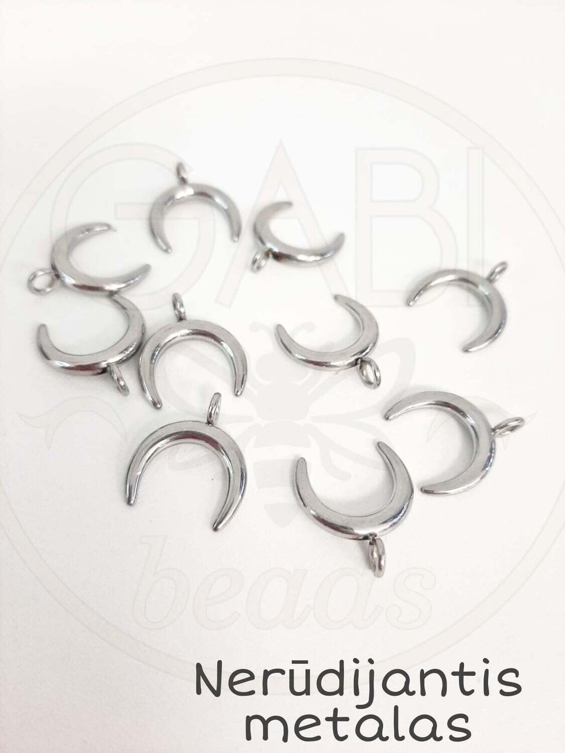 Nerūdijančio plieno pakabukas, plieno spalvos, 16,5x14,5mm , 1 vnt