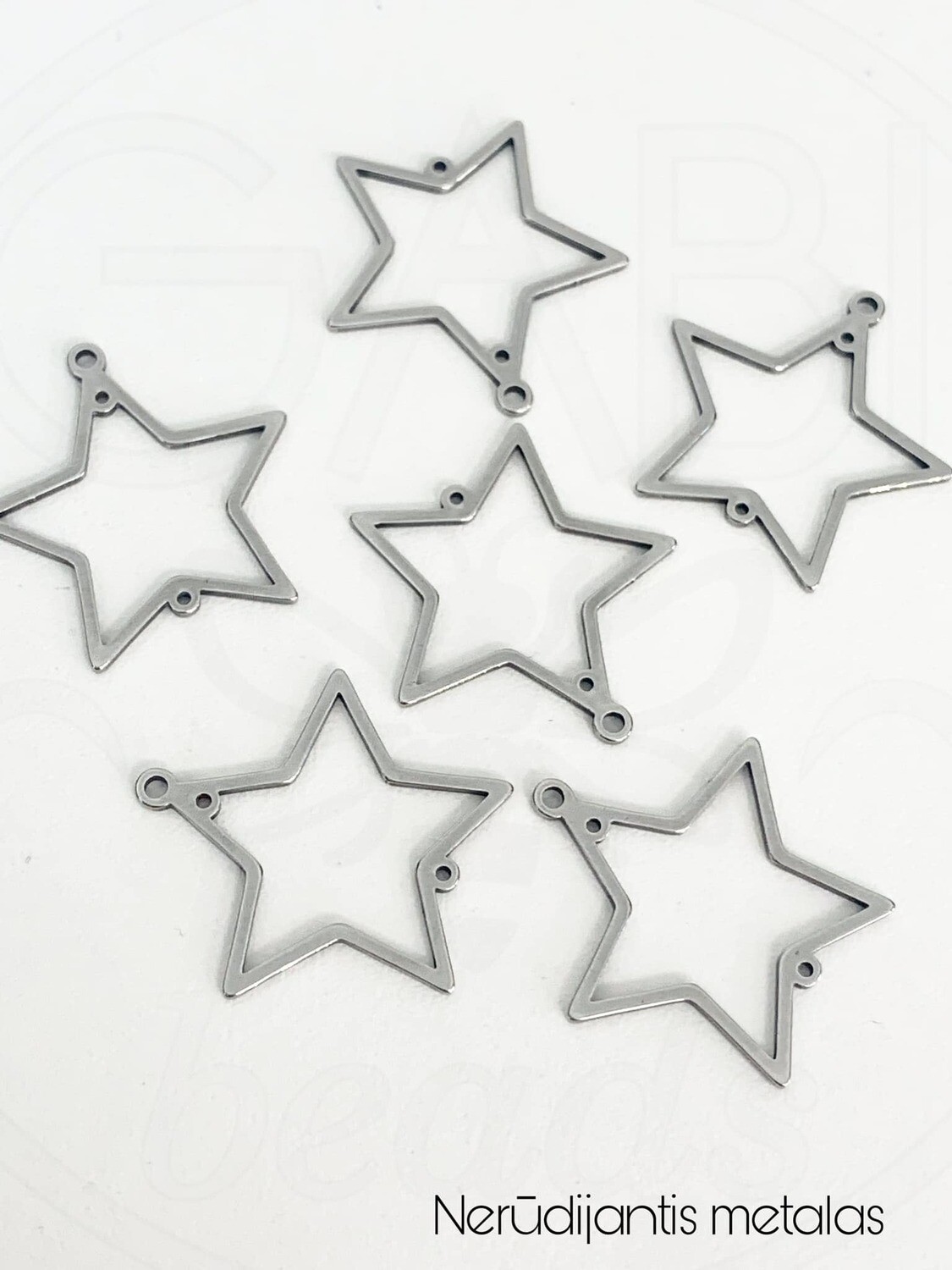 Nerūdijančio plieno pakabukas, plieno spalvos, 25,5 x 25mm mm, 1 vnt