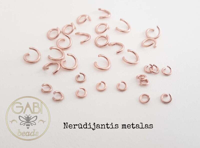 Nerūdijančio plieno žiedeliai, Rose gold 5mm, 10vnt