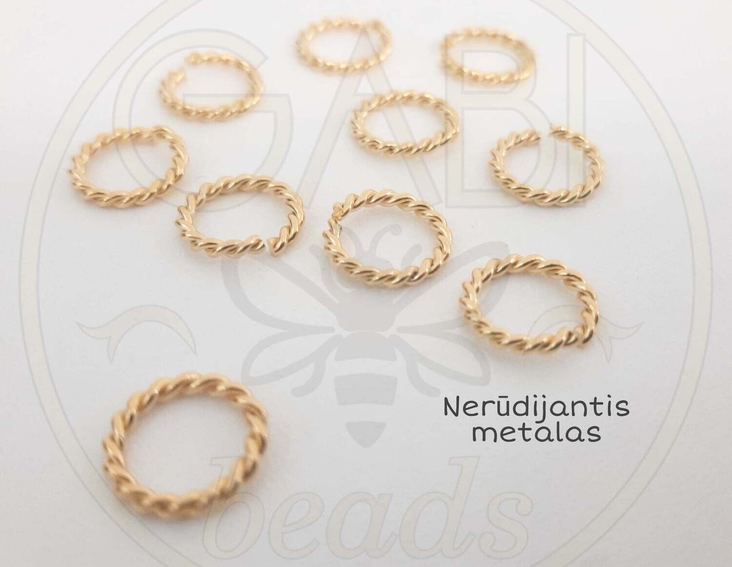 Nerūdijančio plieno žiedelis, aukso 10 x 1,5mm, 2vnt