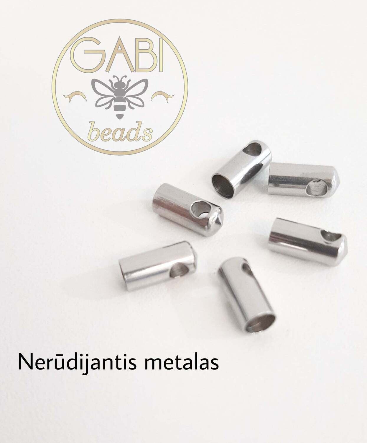 Nerūdijančio plieno kepurėlės, plieno spalvos, 8x3,5mm, 6vnt