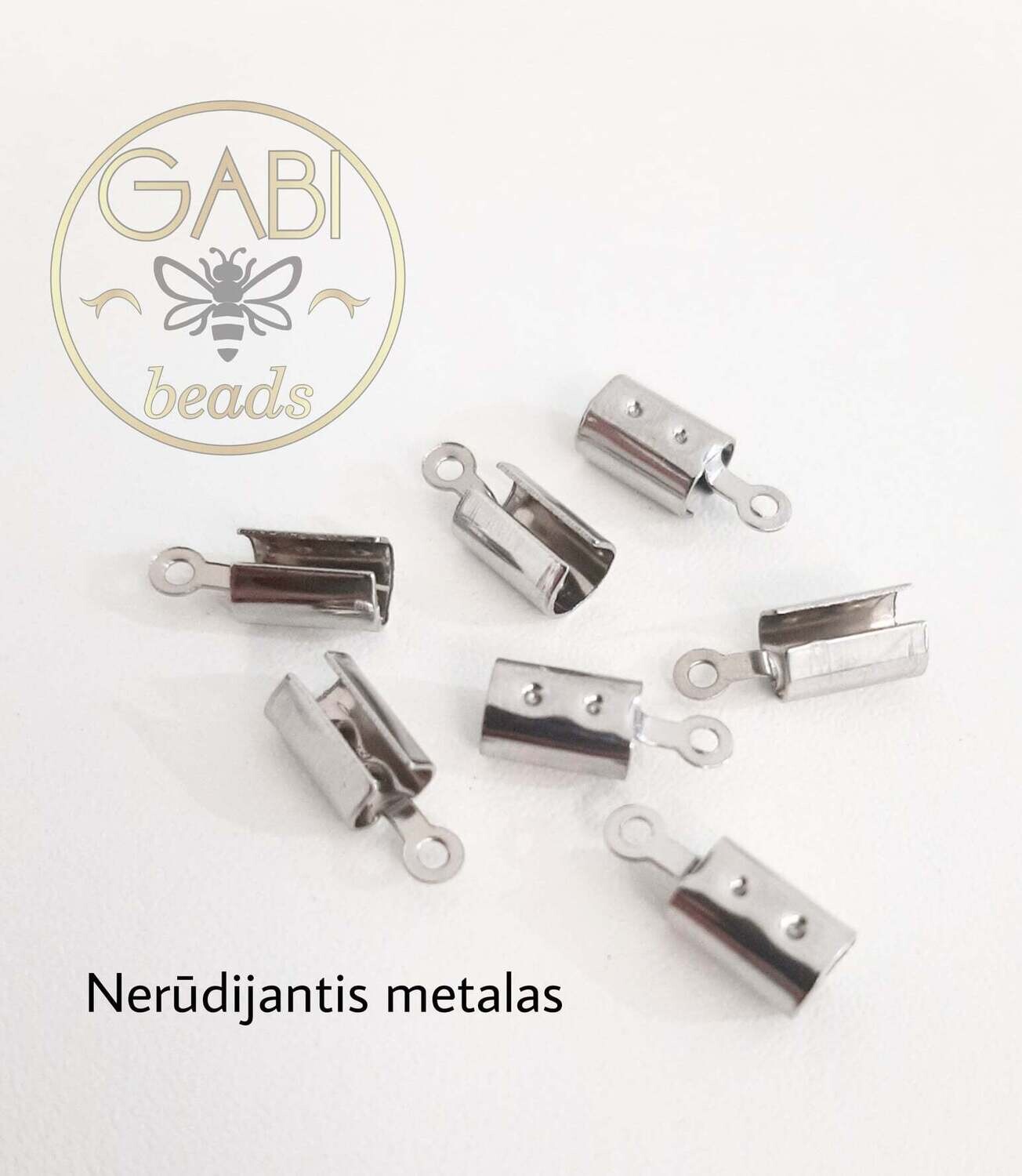 Nerūdijančio metalo užbaigimo detalės, plieno spalvos, 5x13mm, 6vnt