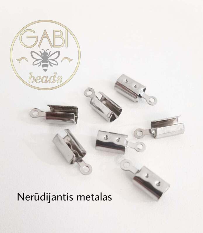 Nerūdijančio metalo užbaigimo detalės, plieno spalvos, 5x13mm, 6vnt