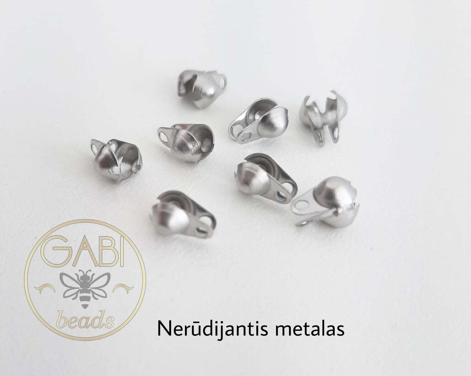 Nerūdijančio metalo užbaigimo detalės, plieno spalvos, 4x1,5mm, 12vnt