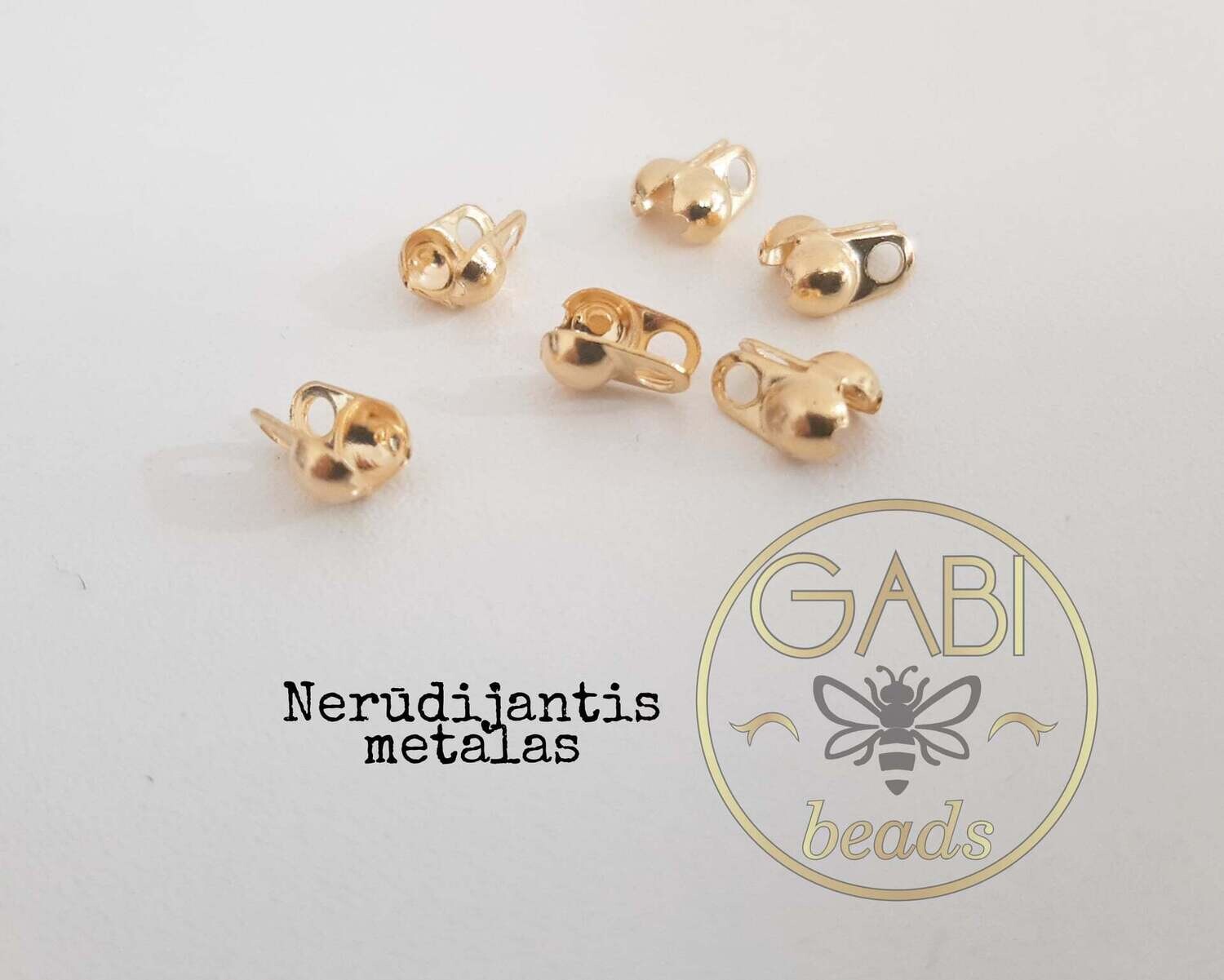 Nerūdijančio metalo užbaigimo detalės, aukso spalvos, 4×6x3mm, 4vnt