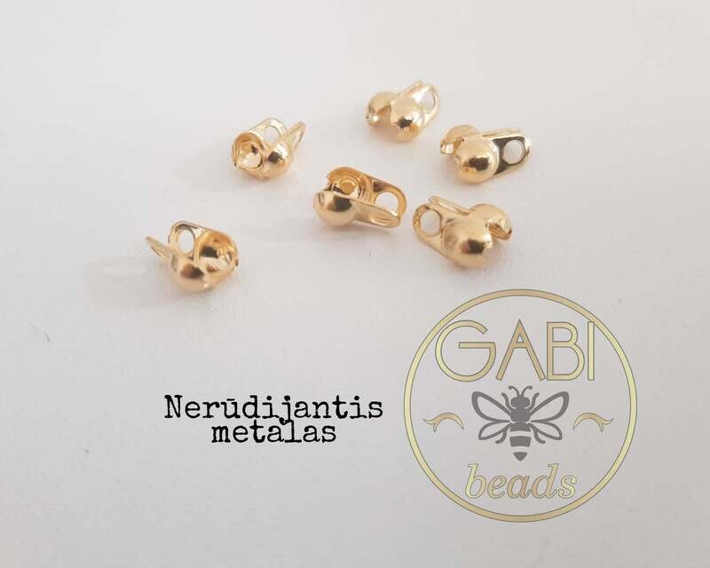 Nerūdijančio metalo užbaigimo detalės, aukso spalvos, 4×6x3mm, 4vnt