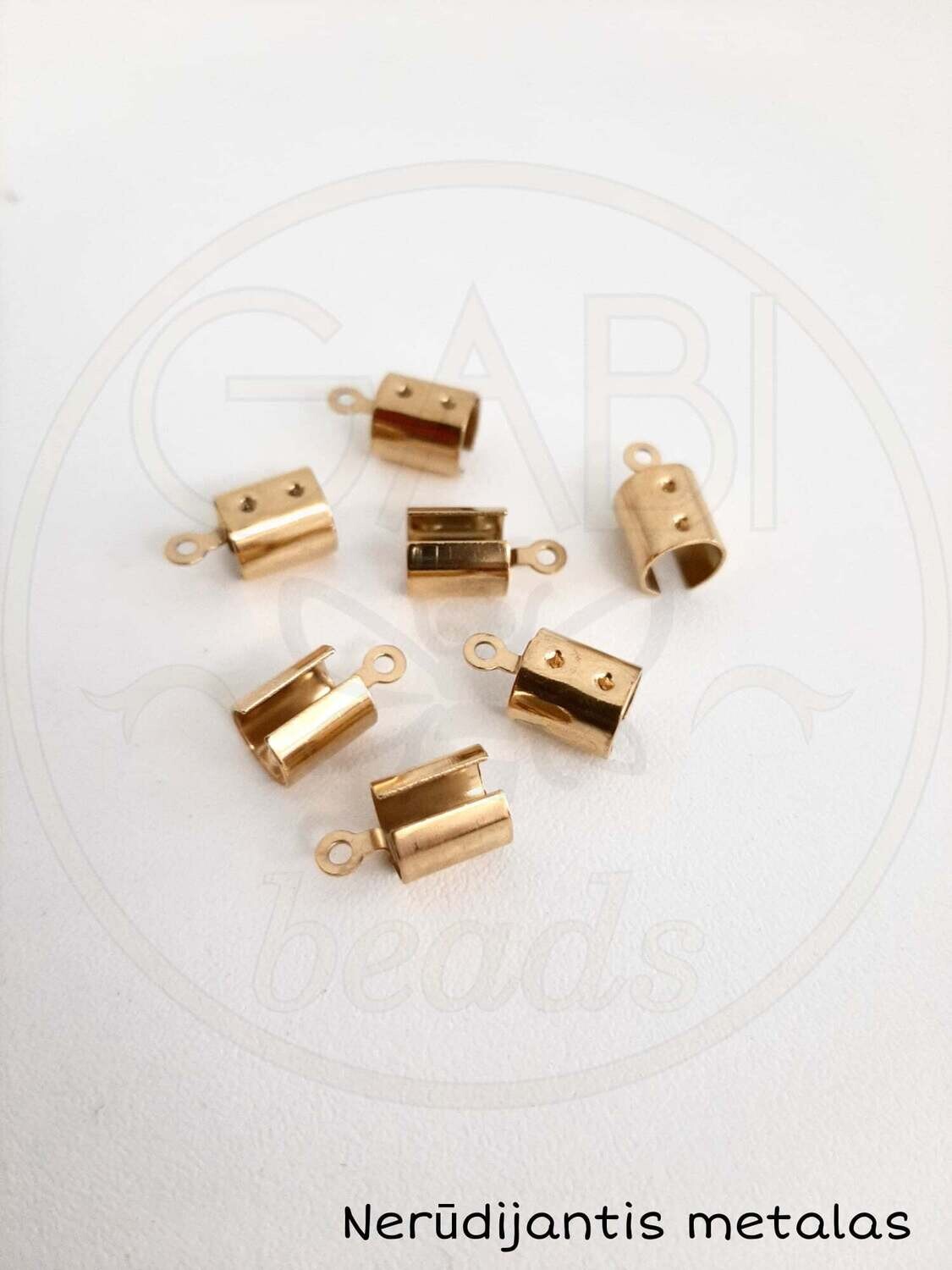Nerūdijančio metalo užbaigimo detalės, aukso spalvos, 12 x 6,5mm, 2vnt