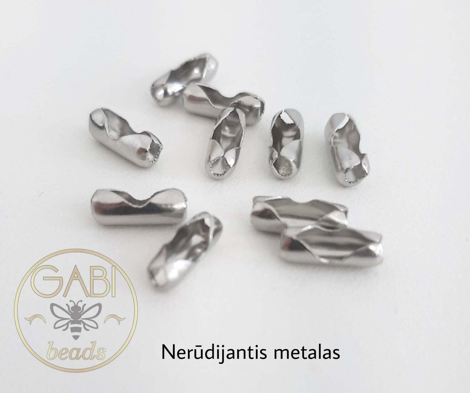 Nerūdijančio plieno sujungimai, plieno spalvos, 4x9mm, 10vnt