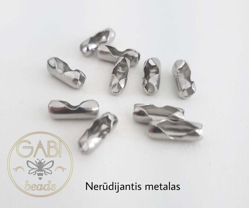 Nerūdijančio plieno sujungimai, plieno spalvos, 4x9mm, 10vnt